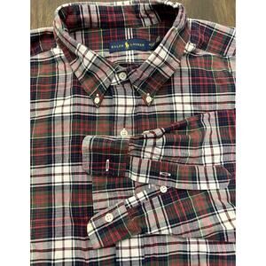 Polo Ralph Lauren 3XLT Red Black Plaid Shirt Long Sleeve Classic Fit Button Down